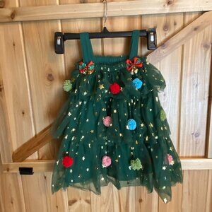 Christmas Dress Toddler Baby Girl Star Sequin Layered Tutu Size 9-12 Months